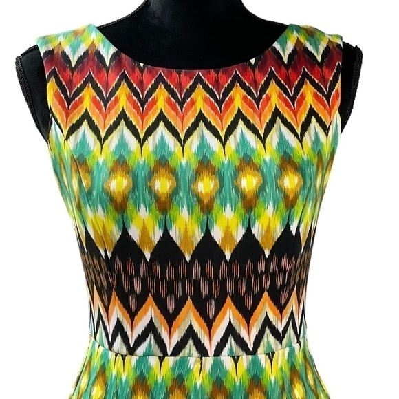 ELLEN Tracy Sleeveless Multi Colored Fit and Flare Dress - Picture 3 of 8